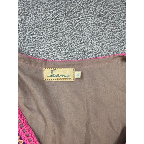 Skemo Maxi Dress Beach Swim Cover Up Boho Embroidered Brown Size Medium - Picture 4 of 9